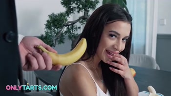 OOPS stepdaughter tries stepdad's big banana