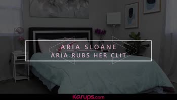 Aria Sloane's Sensual Solo: Perky Brunette Teases Clit