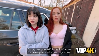 VIP4K. Lesbian Couple Tries a Stranger’s Dick Together
