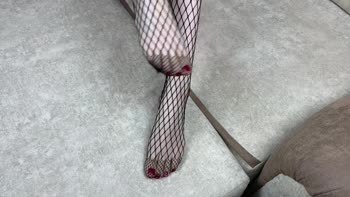 Gloria Gimson - Gloria's Alluring Mistress Ritual: Black Fishnet Pedicure Delight