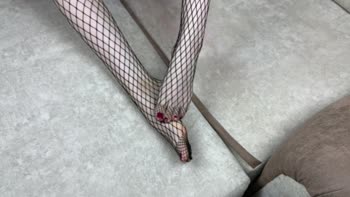 Gloria Gimson - Gloria's Alluring Mistress Ritual: Black Fishnet Pedicure Delight