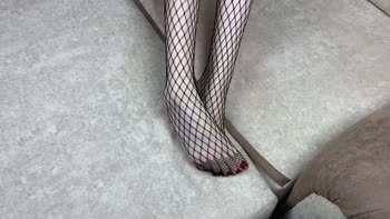 Gloria Gimson - Gloria's Alluring Mistress Ritual: Black Fishnet Pedicure Delight