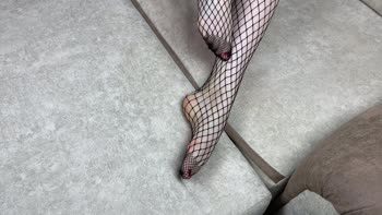 Gloria Gimson - Gloria's Alluring Mistress Ritual: Black Fishnet Pedicure Delight