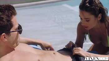 VIXEN Stunning Brunette has Fantasy Threesome on Vacation