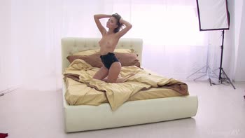 Sultry Slumber: Teen (18+) Brunette's Romantic Nude Photoshoot