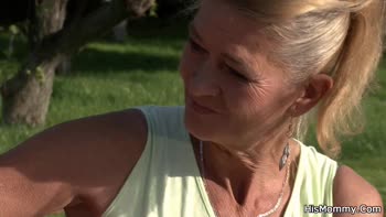 Blonde Mother Teaches Teen (18+) a Lesson Outdoors