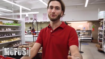 MOFOS - Horny Aubry Babcock Her Knees In The Store And Sucks Off Her Coworker In Public