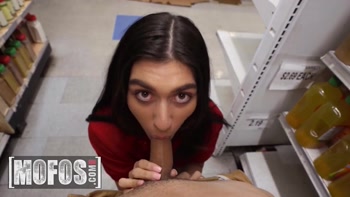 MOFOS - Horny Aubry Babcock Her Knees In The Store And Sucks Off Her Coworker In Public
