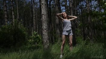 Anna's Outdoor Seduction: A Brunette Beauty Strips Bare