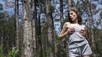 Anna's Outdoor Seduction: A Brunette Beauty Strips Bare