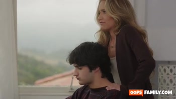 Fit stepmom MILF Athena Anderson fucks stepson before his finals