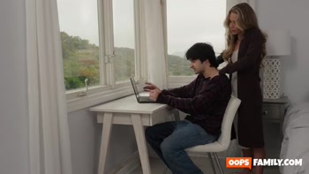 Fit stepmom MILF Athena Anderson fucks stepson before his finals