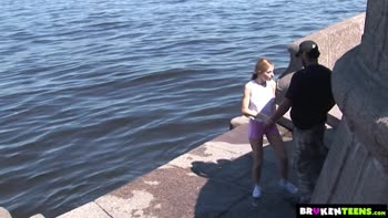 Olga Barz's Riverbank Rendezvous: Sucking Big Black Cock