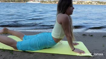 sweet__lana - Lana's Beach Bliss: Sizzling Solo Yoga and Natural Boobs
