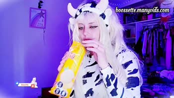 Nina-Boo's Creamy Delight: Teen (18+) Blonde Eats Milk & Cookies in 60FPS HD