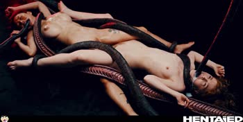 Jia Lissa and Rae Lil Black Unleash a Hentai Monster's Desires