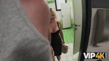 VIP4K. Hardcore sex after fucking in the train station WC