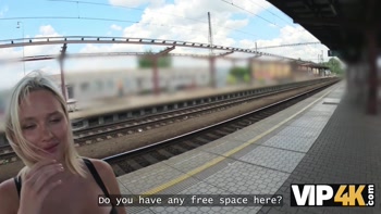 VIP4K. Hardcore sex after fucking in the train station WC