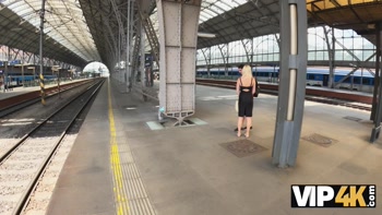 VIP4K. Hardcore sex after fucking in the train station WC