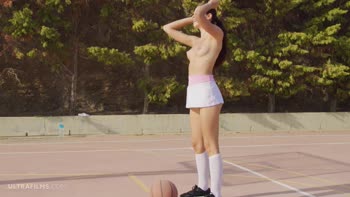 Foxy's Outdoor Flirtation: Alissa's Solo Basketball Seduction