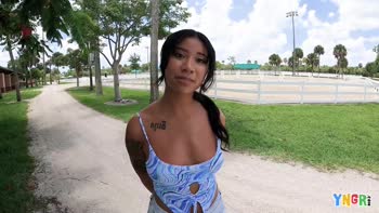 Ameena Green's Public Seduction: Teen (18+) Sucks Cock in the Street Before Raunchy Oiling and Fucking