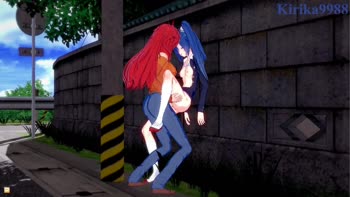 Symphogear's Futanari Frenzy: Tsubasa & Kanade's Deserted Street Delight