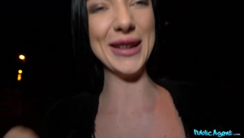 She had great tits and ass under that sexy black underwear - Public Agent