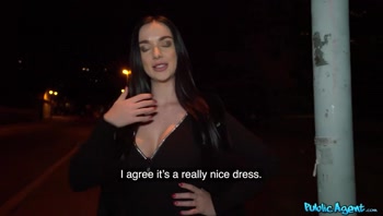 She had great tits and ass under that sexy black underwear - Public Agent
