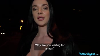 She had great tits and ass under that sexy black underwear - Public Agent