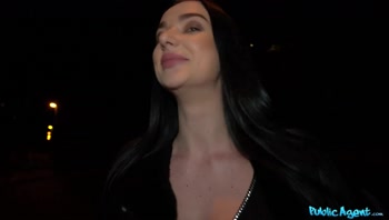 She had great tits and ass under that sexy black underwear - Public Agent