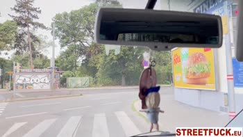 Hitchhiking Honey's Public Perversions: Spitting 3-Way in a Taxi