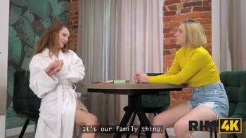 RIM4K. 2 sexy Russian sluts and a lucky guy are having the day of orgasms and assholes