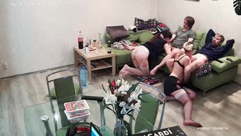 Russian Teen (18+) Foursome: Wild Swingers Group Blowjob Party