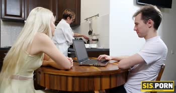Playful Blonde Stepsister's Bedroom Surprise
