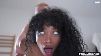 NoLube's New Obsession - Teen (18+) Ebony Babe in Interracial Hardcore
