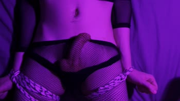 MySlaveFemboy's Sweet Submits to Mistress: Bondage Handjob in Fishnets