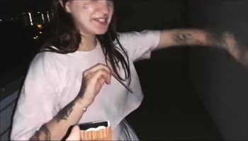 Temshica's Balcony Seduction: Massive Cock Teasing & Sizzling Blowjob