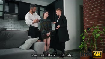 RIM4K. Threesome with a horny big-titted virgin