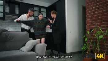 RIM4K. Threesome with a horny big-titted virgin