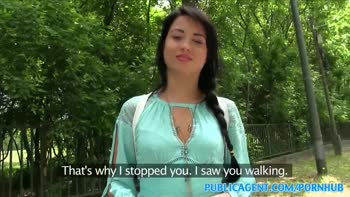 PublicAgent Sexy Black Haired Russian Fucked in the Woods