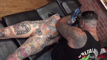 Tigerlilly's Tattooed Temptation: A Naked Forehead Ink Session