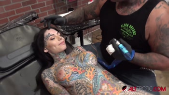 Tigerlilly's Tattooed Temptation: A Naked Forehead Ink Session