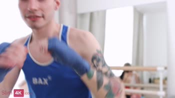 Slim4K - Monroe Fox & Rin White - Workout ends for teens (18+) with threeway