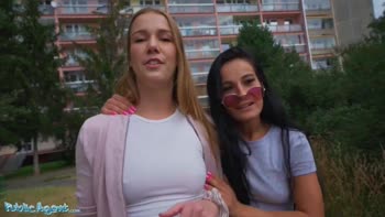 Public Agent Lucky Agent in Basement Threesome with Alexis stal & Lexi Dona