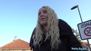 Public Agent Stunning Blonde Amaris Reveals Body in Sexy Red Lingerie