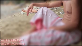 SweetPerv1994's Beach Surprise: Big Dick Flash & Stranger Handjob