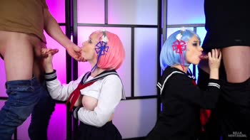 Bella Hentaigirl Swaps College Maid Uniform for Steamy Blowjob & Cumshot
