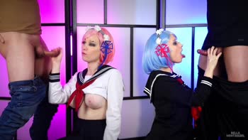 Bella Hentaigirl Swaps College Maid Uniform for Steamy Blowjob & Cumshot