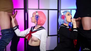 Bella Hentaigirl Swaps College Maid Uniform for Steamy Blowjob & Cumshot