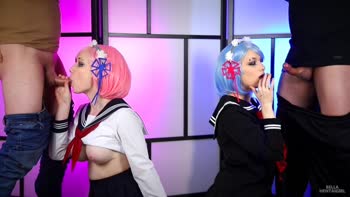 Bella Hentaigirl Swaps College Maid Uniform for Steamy Blowjob & Cumshot